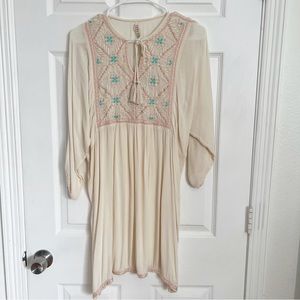 RAGA | Cream Embroidered Tunic Dress XS